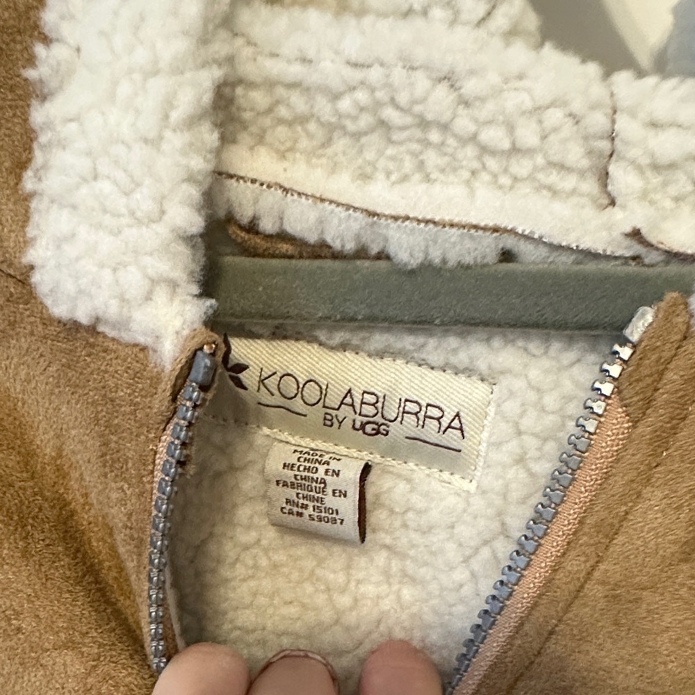 Koolaburra by UGG, Tan Kids Suede Jacket with Sherpa Trim - Picture 2 of 4